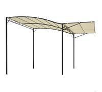 Pergola adossée 3 x 2,5 m en acier avec auvent rabattable, toile polyester protection UV, crème et noir