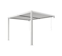 Pergola adossée bioclimatique en aluminium avec lames orientables 12 m² - Blanc - SERADO