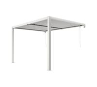 Pergola adossée bioclimatique en aluminium avec lames orientables 12 m² - Blanc - SERADO