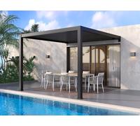 Pergola adossée bioclimatique en aluminium avec lames orientables 9,36 m² - Anthracite - SERADO