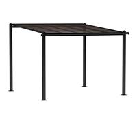 Outsunny - Pergola extérieure en aluminium 3 x 3 m, toit polycarbonate imperméable, drainage, gris
