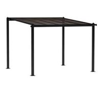 Outsunny Pergola jardin extérieur en aluminium 3 x 3 m pergola adossée avec toit en polycarbonate imperméable, système de drainage, tonnelle de jardin abri soleil UPF30+ pour terrasse patio cour, gris