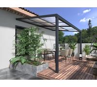 Pergola adossée en aluminium avec toit coulissant - 12 m² - anthracite - IZEDA