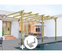 Pergola Adossée En Bois Massif Orléans 420 X 300 Cm + 2 Supports Surélevés - Maderland Multicolore