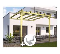 Pergola Adossée En Bois Massif Saint-Denis 300 X 300 Cm + 2 Supports Surélevés - Maderland Multicolore