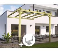 Pergola Adossée En Bois Massif Saint-Denis 510 X 300 Cm + 3 Supports Surélevés - Maderland Multicolore