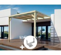 Pergola adossée en bois Montpellier 500 x 400 cm + 3 supports surélevés - Maderland