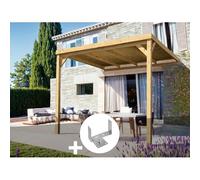 Pergola Adossée En Bois Rennes 400 X 400 Cm + 2 Supports - Maderland Multicolore
