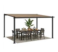 Pergola adossée - Outsunny - toit rigide étanche - gouttières intégrées - aluminium et polycarbonate - 3,8x3m - gris foncé