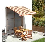 Pergola Adossée Voile Ombrage Rétractables pour Patio, Tissu de Remplacement pour auvent Jaune et Orange 3x2,5 m pour Cour, Balcon, Jardin