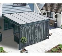 Pergola alu 5x3m avec rideau brise vue