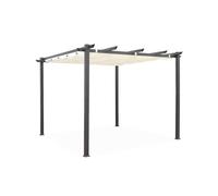 Pergola aluminium - Isla 3x3m - Toile écrue - Tonnelle idéale pour votre terrasse. toit rétractable. toile coulissante. structure