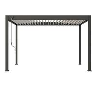 Pergola - Aluminium - OMBREA - Bioclimatique - Anthracite et lames blanches - 3x4 m