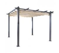 Pergola aluminium toile retractable 3 x 3 m - Beige - Tonnelle Auvent D14262