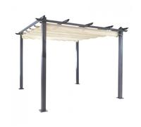 Pergola aluminium toile retractable 3 x 3 m - Ecru - Tonnelle Auvent D14263