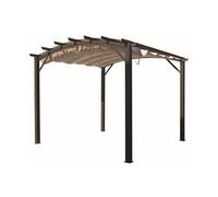 Pergola arche aluminium/acier avec toit en toile écru 11,22 m² - HABRITA