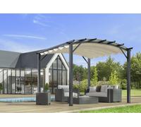 Pergola arche aluminium/acier avec toit en toile écru 11,22 m² - HABRITA