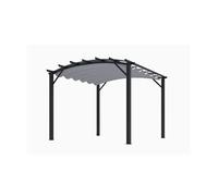 Pergola arche structure mixte aluminium/acier gris anthracite toile grise 11,22 m2