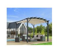 Pergola arche structure mixte aluminium/acier gris anthracite 11,22 m2 toiture écru 140 gr/m2 PER3433GE Habrita Foresta
