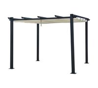 Pergola Autoportante Cassis, Structure Aluminium Anthracite, Toile Rétractable Polyester 180 g/m² Beige, Déperlante