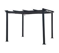 Pergola Autoportante Cassis, Structure Aluminium Anthracite, Toile Rétractable Polyester 180 g/m² Grise, Déperlante