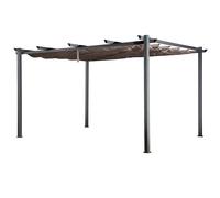 Pergola Autoportante Cassis Aluminium, Toile Polyester 180 g/m² Taupe Déperlante, Toit Coulissant, 3×4 m