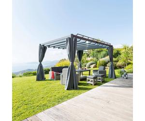 Pergola autoportante BELIZE Graphite 3,8 x 3 m - Structure en aluminium et polycarbonate Hespéride