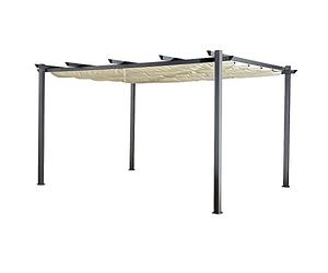 Pergola Autoportante Cassis Aluminium, Toile Polyester 180 g/m² Beige Déperlante, Toit Coulissant, 3×4 m