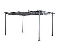Pergola Autoportante Cassis Aluminium, Toile Polyester 180 g/m² Grise Déperlante, Toit Coulissant, 3×4 m