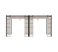Pergola autoportante modulable en acier avec toit rétractable et treillis - 10,6 m² - noir - MAZARA
