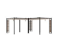 Vente-unique - Pergola autoportante modulable en Acier avec Toit rétractable et Treillis - 15,9 m² - Noir - Mazara
