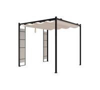 Pergola autoportante modulable en acier avec toit rétractable et treillis - 5,3 m² - noir - MAZARA