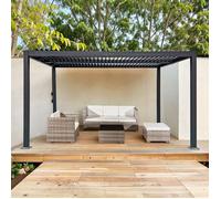 Pergola autoportée bioclimatique 4x3 m en alu coloris gris