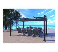Pergola Aluminium 4x3m Nila Concept Usine | Tonnelle Jardin Toile Rétractable Gris 12m² | Structure Autoportante Thermolaquée et Toile Coulissante Ombrage Extérieur