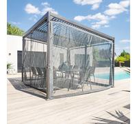 Pergola AVILA Graphite + 1 kit de moustiquaire 4 x 3 m - Aluminium traité époxy, Acier galvanisé Hespéride