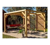 Pergola bioclimatique 10.57m² bois naturel Habrita vt3431v G