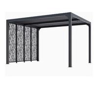 HABRITA Pergola bioclimatique en Aluminium - Avec 4 panneaux moucharabieh - Gris