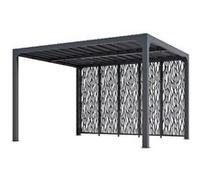 Habrita Pergola bioclimatique PER36M30BI aluminium 5 panneaux moucharabieh gris anthracite 3,60×3 m