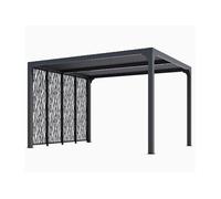 Pergola bioclimatique aluminium avec 4 panneaux moucharabieh gris 360 x L 300 x H 231 cm