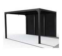Habrita - Pergola bioclimatique Per36v30bi aluminium, ventelles latérales mobiles, gris anthracite