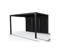 Habrita - Pergola bioclimatique Per36v30bi aluminium, ventelles latérales mobiles, gris anthracite