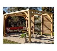 Pergola bioclimatique 12.20m² bois naturel Habrita vt3436v G