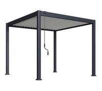 Pergola bioclimatique - 3 x 3 m - 9 m² - Structure aluminium anthracite et lames toiture acier blanches