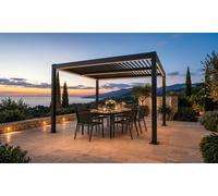 Pergola bioclimatique 3 x 3 m Mill de Kocoon en aluminium lames orientables et éclairage LED