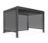 Pergola bioclimatique 3 x 4 m autoportée avec 3 stores gris ( 2 stores 2,66 x 2,34 m et 1 store 3,73 x 2,34 m )