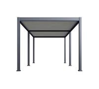 Pergola bioclimatique - 3 x 6 m - 18 m² - Structure aluminium anthracite et lames toiture acier blanches