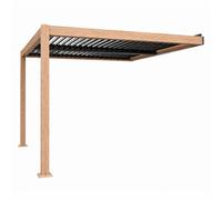 Pergola Bioclimatique 3x3m Adossée Effet Bois Sifnos Marron