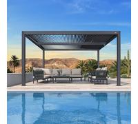 Pergola bioclimatique 4,24 x 3 m - Toit à persiennes réglable en aluminium de 12,72 m² - Auvent de jardin pour terrasse, terrasse et terrasse - Structure extérieure grise