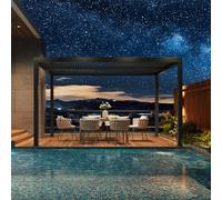 Pergola bioclimatique 4 x 3,3 m - En aluminium avec lattes réglables de 13,2 m² - Auvent de jardin - Abri de terrasse - Gris élégant - Pergola pour terrasse et arrière-cour