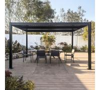 CONCEPT USINE | Pergola Bioclimatique Aluminium 4x3 m Naxos Gris Anthracite | Lames Orientables en Aluminium | 12m² | Résistante et Design | Toit Ajustable par Manivelle | Idéal Terrasse Jardin
